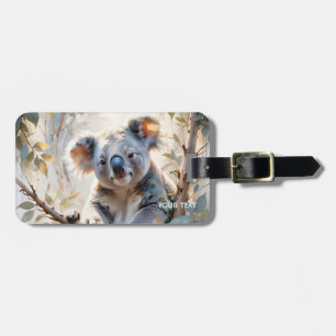Étiquette À Bagage Aquarelle de l'arbre de Koala mignonne Imaginaire