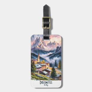 Étiquette À Bagage Aquarelle Dolomites Italie Alpes Montagnes Sur mes