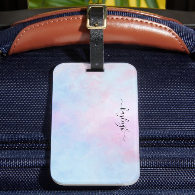 Étiquette À Bagage Aquarelle Dreamy Rose bleu turquoise (Insitu Rectoal 2)