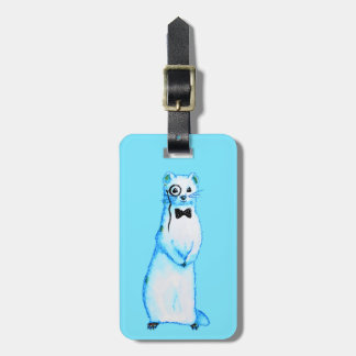 Étiquette À Bagage Aquarelle Ferret Gentleman Avec Cravate Monocle Bo