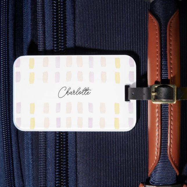 Étiquette À Bagage Aquarelle géométrique chic monogramme (Insitu Rectoal 4)