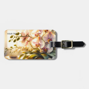 Étiquette À Bagage Aquarelle Imaginaire mignonne rose orchidées