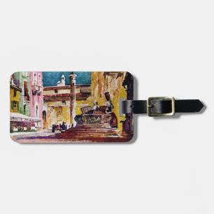 Étiquette À Bagage Aquarelle italienne Piazza