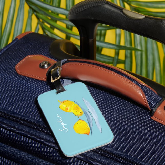 Étiquette À Bagage Aquarelle jaune citron (Insitu Rectoal 1)