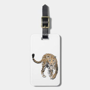 Étiquette À Bagage aquarelle léopard jungle chat animal peint vert