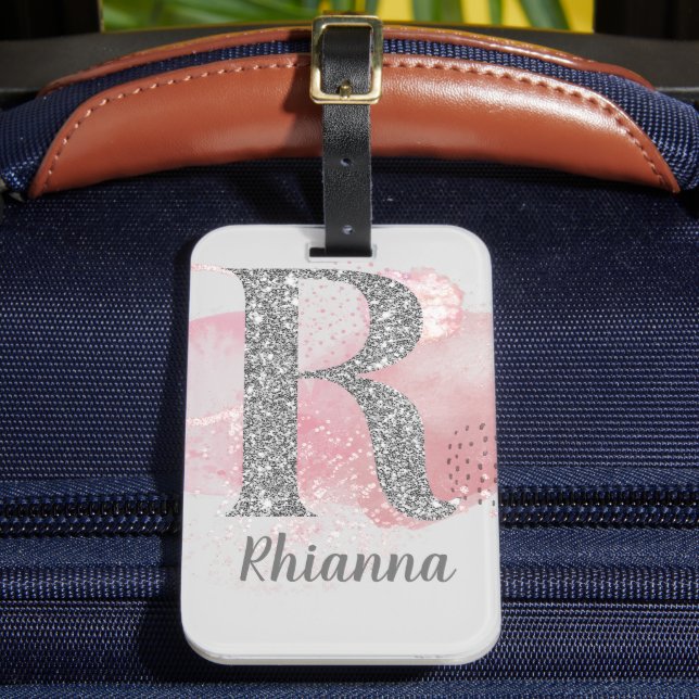 Étiquette À Bagage Aquarelle lettre Abstraite et Parties scintillant  (Insitu Rectoal 2)