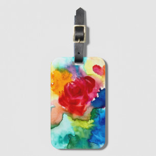 Étiquette À Bagage Aquarelle magnifique art rose abstrait