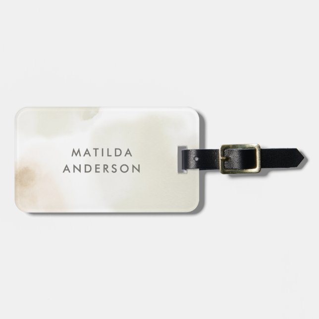 Étiquette À Bagage Aquarelle minimum abstrait naturel élégant simple (Devant horizontal)