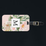 Étiquette À Bagage Aquarelle moderne Fleurs roses Monogrammes<br><div class="desc">Aquarelle moderne Fleurs roses Monogrammes</div>