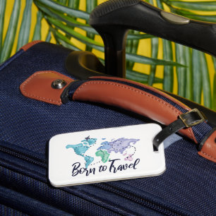 Étiquette À Bagage Aquarelle Né pour Voyager