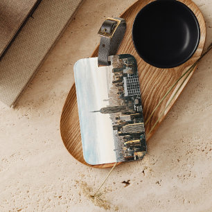 Étiquette À Bagage Aquarelle NYC Voyage Destination Bagage Balise