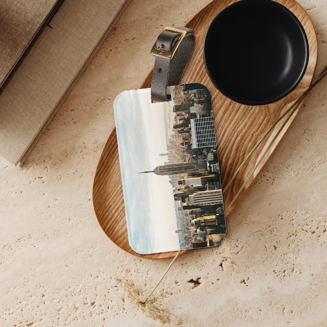 Étiquette À Bagage Aquarelle NYC Voyage Destination Bagage Balise (Créateur téléchargé)