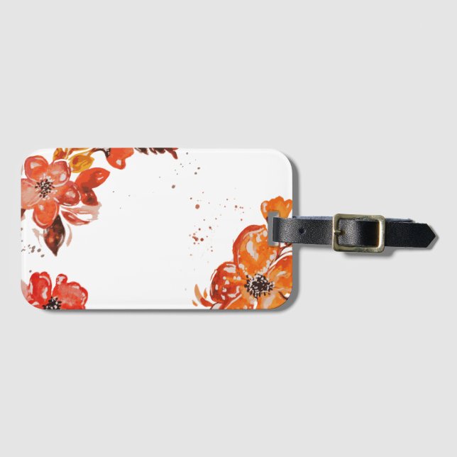 Étiquette À Bagage Aquarelle orange miroir compact (Devant Horizontal)