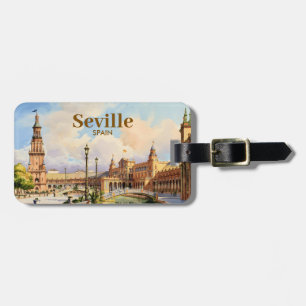 Étiquette À Bagage Aquarelle personnalisée de la Plaza de España à Sé