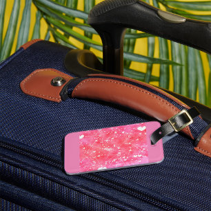 Étiquette À Bagage Aquarelle romantique Coeurs et flèches roses Motif