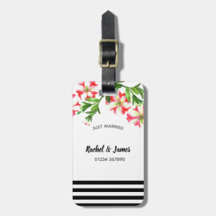 Étiquette À Bagage Aquarelle rose blanc Pétunias illustration florale