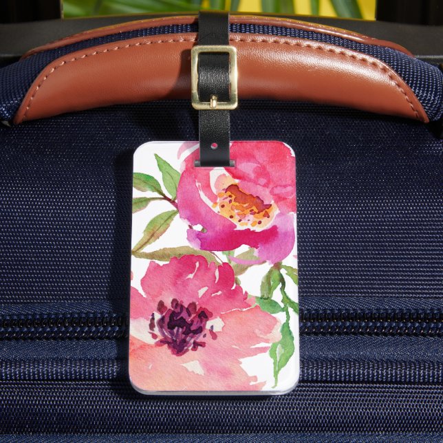 Étiquette À Bagage Aquarelle rose Fille personnalisée (Insitu Rectoal 2)