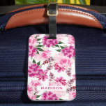 Étiquette À Bagage Aquarelle rose Floral Nom personnalisé Fille<br><div class="desc">Aquarelle rose Floral Nom personnalisé Girly Luggage Tags présente un joli motif fleuri violet et rose avec un nom personnalisé. Personnalisez en modifiant le texte dans la zone de texte fournie. Conçu par ©Evco Studio www.zazzle.com/store/evcostudio</div>