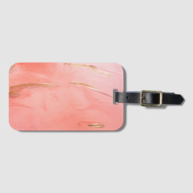 Étiquette À Bagage Aquarelle rose or Elegant (Devant Horizontal)