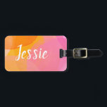 Étiquette À Bagage Aquarelle rose pâle Nom du monogramme du script pe<br><div class="desc">Aquarelle rose mignon Script personnalisé Monogramme Nom Conception</div>