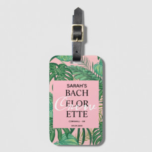Étiquette À Bagage Aquarelle Tropical Palm Rose Bachelorette Vacances