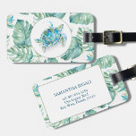 Étiquette À Bagage Aquarelle tropicale de la tortue de mer<br><div class="desc">Cette étiquette à bagages de tortue de mer présente l'aquarelle tropicale de Victoria Grigaliunas de DoTellABelle dans les tons bleu turquoise et vert feuille de palme. Personnalisez les champs du modèle avec votre nom,  numéro de téléphone et adresse.</div>
