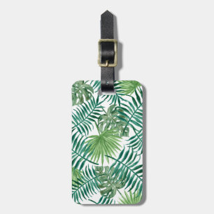 Étiquette À Bagage Aquarelle tropicale de palmettes