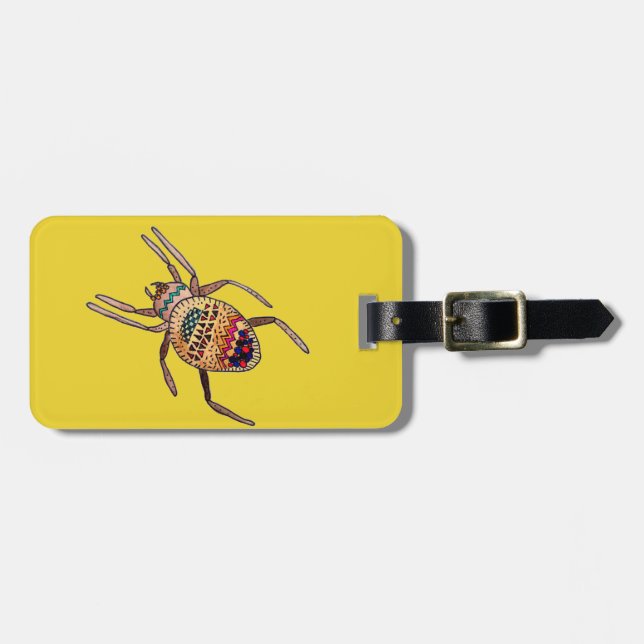 Étiquette À Bagage Araignée colorée art arachnien (Devant horizontal)