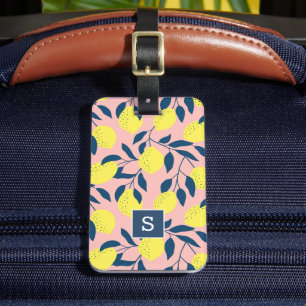 Étiquette À Bagage Arbre Citron Motif Moderne de Fruit Monogramme
