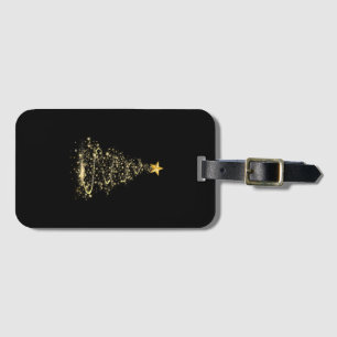 Étiquette À Bagage Arbre de Noël drôle en or Joyeux Noël Pyjama
