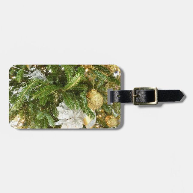 Étiquette À Bagage Arbre de Noël I Argent et Or (Devant horizontal)