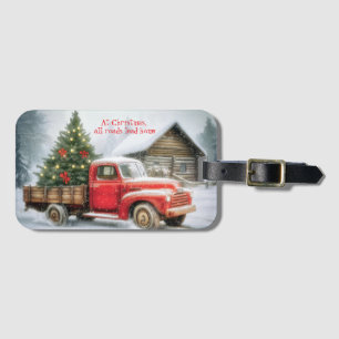 Étiquette À Bagage Arbre de Noël sur camion hiver