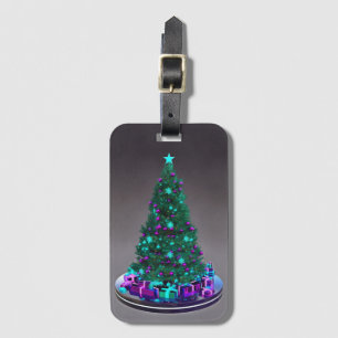 Étiquette À Bagage Arbre décoré avec des cadeaux
