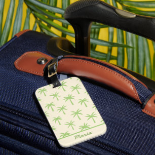 Étiquette À Bagage Arbres Palmiers Tropicaux Verts Nom Personnalisé 