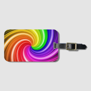 Étiquette À Bagage Arc-en-ciel Spirale Tie Dye Coloré Tourbillon Art