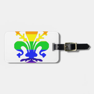 Étiquette À Bagage Arc-en-ciel stylisé Fleur de Lis