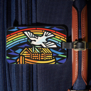 Étiquette À Bagage Arche de Noé, Arc-en-ciel, Dove
