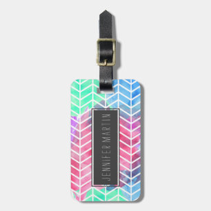 Étiquette À Bagage Arête de hareng colorée lumineuse Chevron