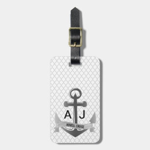 Étiquette À Bagage Argent nautique de Quatrefoil de vacances de