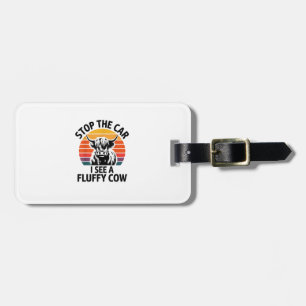 Étiquette À Bagage Arrêtez La Voiture Je Vois Fluffy Cow Retro Highla