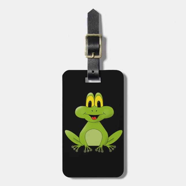 Étiquette À Bagage Arrière - plan animated mignon de grenouille (Devant Vertical)