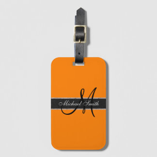 Étiquette À Bagage Arrière - plan couleur monogramme orange (SAE-ECE)