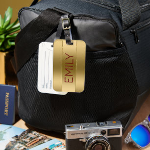 Étiquette À Bagage Arrière - plan d'or métallique