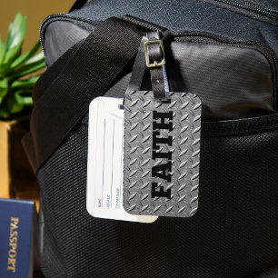 Étiquette À Bagage Arrière - plan en acier avec mot de foi noire auda