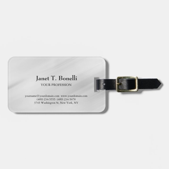 Étiquette À Bagage Arrière - plan gris élégant Plain simple professio (Devant horizontal)