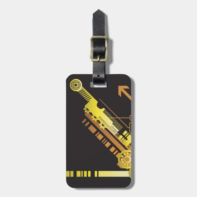 Étiquette À Bagage arrière - plan technique de demi-teintes 5 (Devant Vertical)