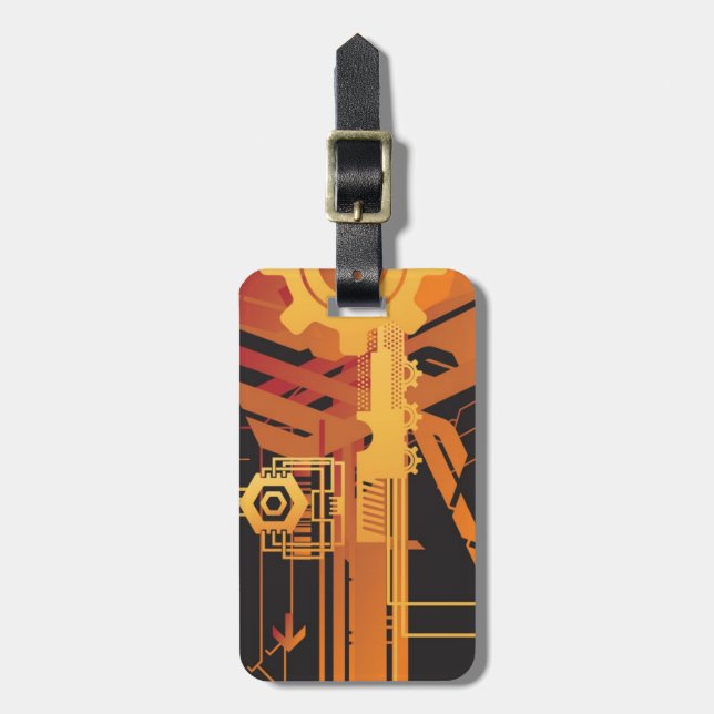 Étiquette À Bagage Arrière - plan tramé technique (Devant Vertical)