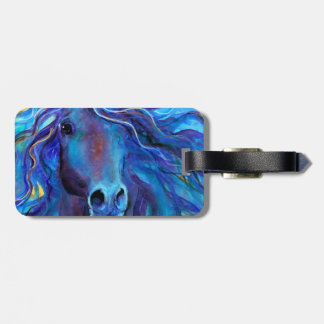 Étiquette À Bagage Art bleu coloré d'Arabe de cheval