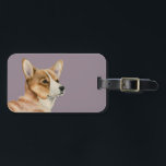 Étiquette À Bagage Art d'aquarelle de chien de corgi<br><div class="desc">C'est une peinture d'aquarelle d'un chien de corgi de gallois. Son visage tourne légèrement vers notre direction.</div>