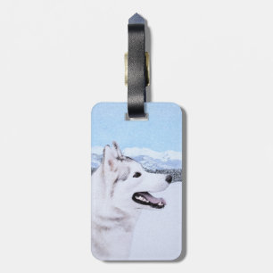 Étiquette À Bagage Art de chien de peinture de chien de traîneau